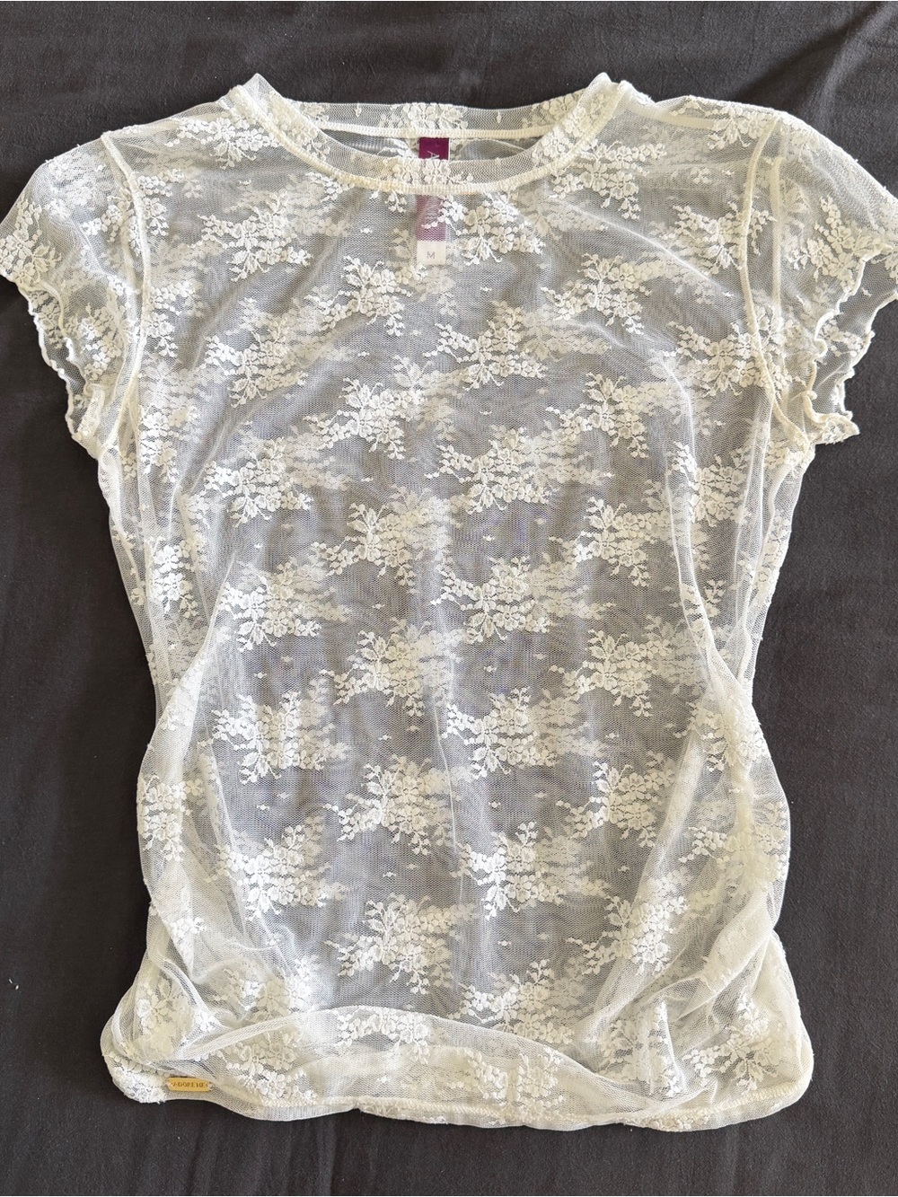 Adore Me White Lace Short Sleeve Top
